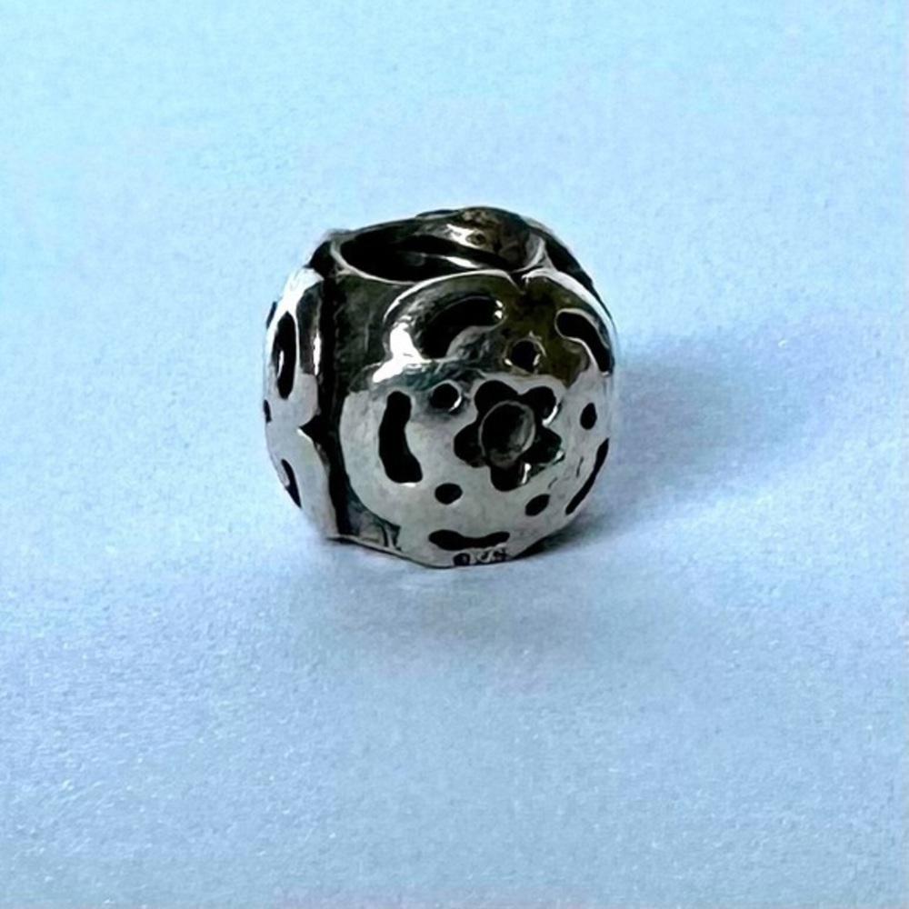 Authentic Pandora Raised Rose Retired Sterling Silver Charm